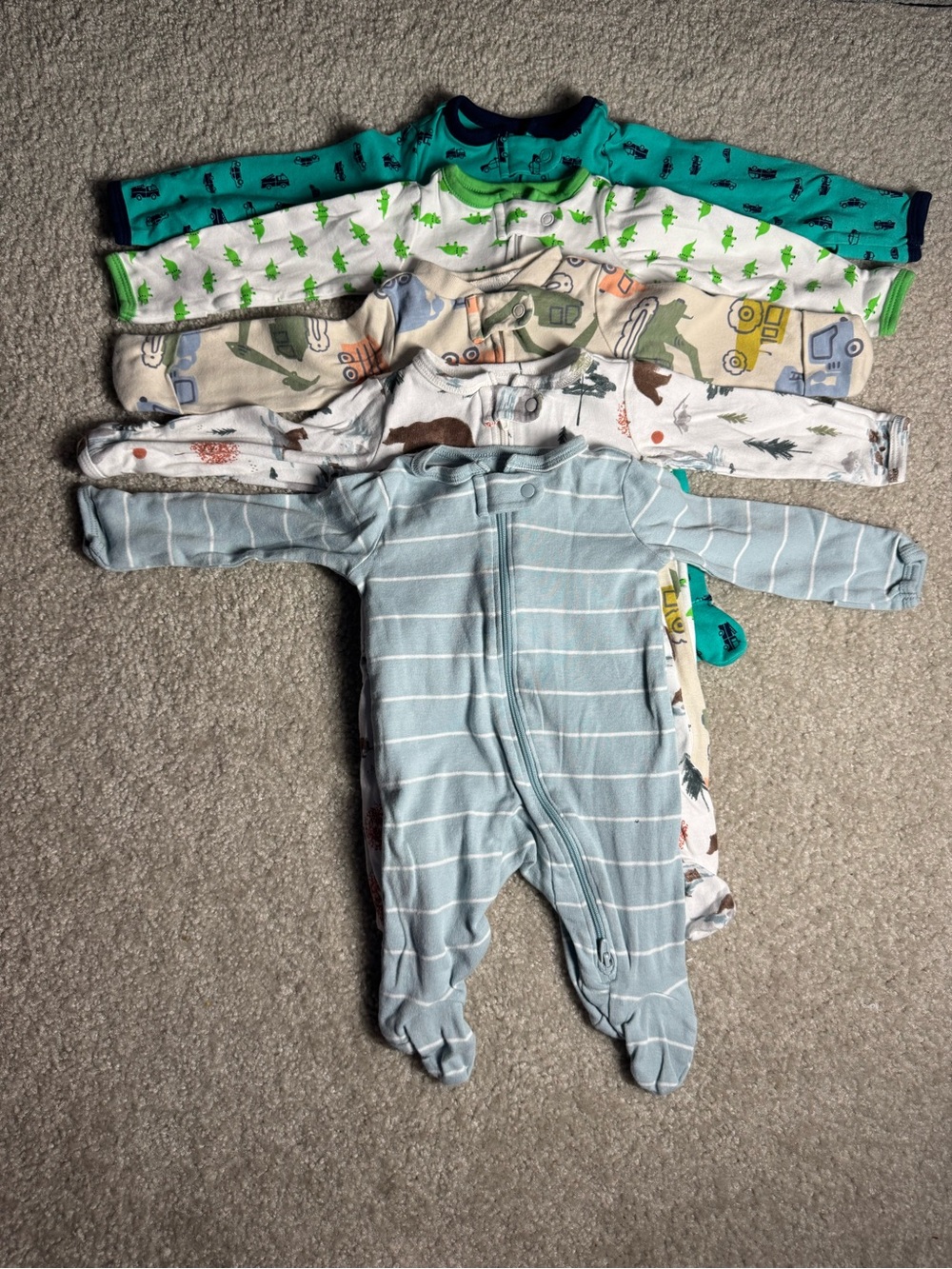 Carter’s Baby Boy Newborn Footed Pajamas 5 Pack 2-Way Zip Sleepers